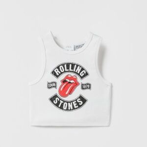 ZARA - White Rolling Stones Kids Tank Top